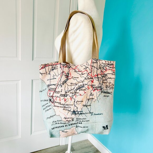 Handbags - Beautiful Microfiber Tote with Map of Spain